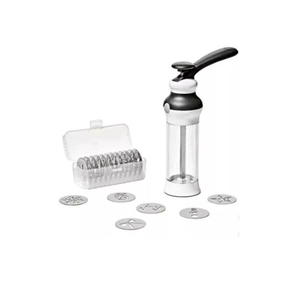 OXO SoftWorks Cookie Press Set 20Pc (1) Cookie Press (1) Storage Case (18) Disks - Picture 5 of 8